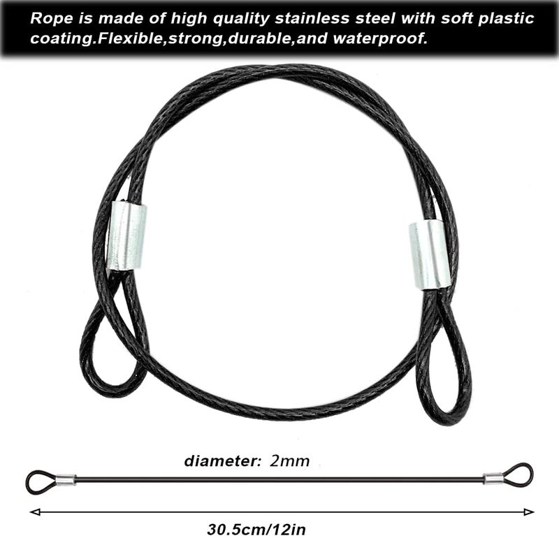 CKANDAY 20 Pack Safety Stainless Steel Tethers,Coated Security Tether Lanyard Kit Cable Wire Compatible with Sporting Camera All Editions,Action Camera Series Devices and Other Applicable Equipment, Silver - Image 2